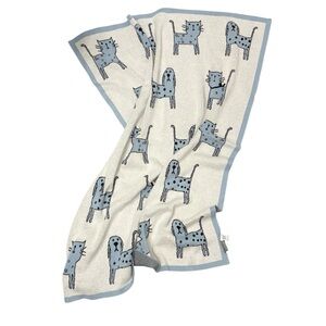 DARZZI Blue Cat & dog Pattern Blanket